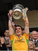 22 July 2012; Paddy McGrath, Donegal, lifts the Anglo Celt Cup. Ulster GAA Football Senior Championship Final, Donegal v Down, St. Tiernach's Park, Clones, Co. Monaghan. Picture credit: Oliver McVeigh / SPORTSFILE