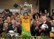 22 July 2012; Michael Murphy, Donegal, lifts the Anglo Celt Cup. Ulster GAA Football Senior Championship Final, Donegal v Down, St. Tiernach's Park, Clones, Co. Monaghan. Picture credit: Oliver McVeigh / SPORTSFILE
