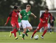 4 October 2017; Anthony Scully of Republic of Ireland in action against Pilagha Mehdiyev, left, and Farid Nabiyev of Azerbaijan during the UEFA European U19 Championship Qualifier match between Republic of Ireland and Azerbaijan at Regional Sports Centre in Waterford. Photo by Seb Daly/Sportsfile