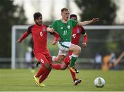 4 October 2017; Anthony Scully of Republic of Ireland in action against Pilagha Mehdiyev of Azerbaijan during the UEFA European U19 Championship Qualifier match between Republic of Ireland and Azerbaijan at Regional Sports Centre in Waterford. Photo by Seb Daly/Sportsfile