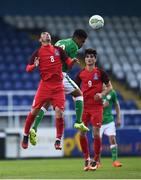 4 October 2017; Kian Flanagan of Republic of Ireland in action against Bahadur Haziyev of Azerbaijan during the UEFA European U19 Championship Qualifier match between Republic of Ireland and Azerbaijan at Regional Sports Centre in Waterford. Photo by Seb Daly/Sportsfile