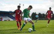 4 October 2017; Jason Molumby of Republic of Ireland in action against Huseyin Seylighli of Azerbaijan during the UEFA European U19 Championship Qualifier match between Republic of Ireland and Azerbaijan at Regional Sports Centre in Waterford. Photo by Seb Daly/Sportsfile