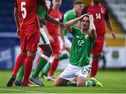 4 October 2017; Daniel McKenna of Republic of Ireland reacts after missing a chance to score late on during the UEFA European U19 Championship Qualifier match between Republic of Ireland and Azerbaijan at Regional Sports Centre in Waterford. Photo by Seb Daly/Sportsfile