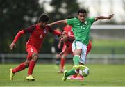 4 October 2017; Kian Flanagan of Republic of Ireland in action against Pilagha Mehdiyev of Azerbaijan during the UEFA European U19 Championship Qualifier match between Republic of Ireland and Azerbaijan at Regional Sports Centre in Waterford. Photo by Seb Daly/Sportsfile