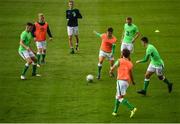 4 October 2017; Republic of Ireland players warm-up prior to the UEFA European U19 Championship Qualifier match between Republic of Ireland and Azerbaijan at Regional Sports Centre in Waterford. Photo by Seb Daly/Sportsfile