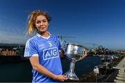 5 October 2017; AIG Insurance, proud sponsor of the Dubs celebrated the Dublin Footballers’ and Dublin Ladies Footballers’ double All-Ireland victory today by announcing great discounts on travel insurance for Dublin GAA fans. See  www.aig.ie/dubs for more. Pictured at the event is Sinéad Finnegan of Dublin with the Brendan Martin Cup. Photo by Sam Barnes/Sportsfile