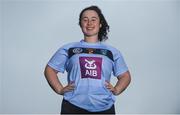 6 October 2017; Wearing this season's new jersey, UCD student and Clare Handball player Clodagh Nash is pictured at the announcement of AIB’s three year sponsorship renewal of UCD GAA. The long standing sponsorship extends across Gaelic football, hurling ladies Gaelic football, camogie and handball. Photo by David Fitzgerald/Sportsfile