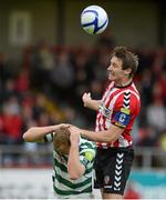 27 July 2012; Barry Molloy, Derry City, in action against Daryl Kavanagh, Shamrock Rovers. Airtricity League Premier Division, Derry City v Shamrock Rovers, Brandywell, Derry. Picture credit: Oliver McVeigh / SPORTSFILE