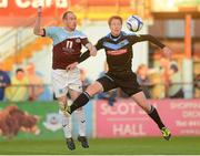27 July 2012; Paul O'Connor, UCD, in action against Alan Byrne, Drogheda United. Airtricity League Premier Division, Drogheda United v UCD, Hunky Dorys Park, Drogheda, Co. Louth. Photo by Sportsfile