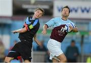 27 July 2012; Declan O'Brien, Drogheda United, in action against Michael Leahy, UCD. Airtricity League Premier Division, Drogheda United v UCD, Hunky Dorys Park, Drogheda, Co. Louth. Photo by Sportsfile