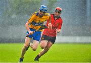 28 July 2012; Bobby Duggan, Clare, in action against Caolan Taggart, Down. Electric Ireland GAA Hurling Minor Championship Quarter-Final, Down v Clare, Cusack Park, Mullingar, Co. Westmeath. Picture credit: Barry Cregg / SPORTSFILE