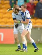 28 July 2012; Billy Sheehan, left, and Kevin Meaney, Laois, celebrate at the end of the game. GAA Football All-Ireland Senior Championship Qualifier, Round 4, Meath v Laois, O'Connor Park, Tullamore, Co. Offaly. Photo by Sportsfile