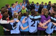 28 July 2012; Dublin manager Denis Murphy speaks to his players after his side won by a single point. All-Ireland Senior Camogie Championship, Quarter-Final Qualifier, Dublin v Kilkenny, O'Moore Park, Portlaoise, Co. Laois. Picture credit: Pat Murphy / SPORTSFILE