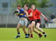 28 July 2012; Peter Acheson, Tipperary, in action against Dan Gordon and Kalum King, right, Down. GAA Football All-Ireland Senior Championship Qualifier, Round 4, Down v Tipperary, Cusack Park, Mullingar, Co. Westmeath. Picture credit: Barry Cregg / SPORTSFILE