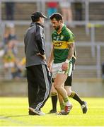 28 July 2012; Kerry manager Jack O'Connor with Paul Galvin after he was sent off by referee Maurice Deegan. GAA Football All-Ireland Senior Championship Qualifier, Round 4, Kerry v Clare, Gaelic Grounds, Limerick. Picture credit: Diarmuid Greene / SPORTSFILE