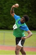 28 July 2012; Abdul Wahab, Tuam A.C., Co. Galway, in action during the Boy's Under-16 Shot Putt event. Woodie’s DIY Juvenile Track and Field Championships of Ireland, Tullamore Harriers Stadium, Tullamore, Co. Offaly. Picture credit: Tomas Greally / SPORTSFILE