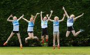 29 July 2012; The St. Laurance O'Toole AC, Carlow Town, team, from left to right, Chloe Hayden, Rhian Kidd, Corrine Kenny, Sarah Doyle and Sive O'Toole, celebrate after winning Girl's under-12 4x100m relay. Woodie’s DIY Juvenile Track and Field Championships of Ireland, Tullamore Harriers Stadium, Tullamore, Co. Offaly. Picture credit: Matt Browne / SPORTSFILE