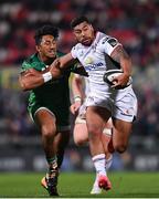 6 October 2017; Charles Piutau of Ulster is tackled by Bundee Aki of Connacht during the Guinness PRO14 Round 6 match between Ulster and Connacht at the Kingspan Stadium in Belfast. Photo by Ramsey Cardy/Sportsfile