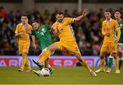 6 October 2017; Wes Hoolahan of Republic of Ireland in action against Alexandru Gatcan of Moldova during the FIFA World Cup Qualifier Group D match between Republic of Ireland and Moldova at Aviva Stadium in Dublin.