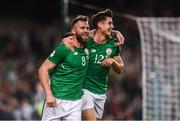 6 October 2017; Daryl Murphy of Republic of Ireland celebrates after scoring his side's second goal with team-mate Callum O'Dowda, right, during the FIFA World Cup Qualifier Group D match between Republic of Ireland and Moldova at Aviva Stadium in Dublin. Photo by Stephen McCarthy/Sportsfile