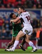 6 October 2017; Bundee Aki of Connacht is tackled by Tommy Bowe of Ulster during the Guinness PRO14 Round 6 match between Ulster and Connacht at the Kingspan Stadium in Belfast. Photo by Ramsey Cardy/Sportsfile