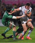6 October 2017; Jacob Stockdale of Ulster is tackled by Eoin McKeon, left, and Cian Kelleher of Connacht during the Guinness PRO14 Round 6 match between Ulster and Connacht at the Kingspan Stadium in Belfast. Photo by David Fitzgerald/Sportsfile