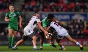 6 October 2017; Bundee Aki of Connacht is tackled by Rob Herring, left, and Luke Marshall of Ulster during the Guinness PRO14 Round 6 match between Ulster and Connacht at the Kingspan Stadium in Belfast. Photo by Ramsey Cardy/Sportsfile