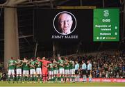 6 October 2017; The late Jimmy Magee is honoured on the big screen before the FIFA World Cup Qualifier Group D match between Republic of Ireland and Moldova at Aviva Stadium in Dublin. Photo by Cody Glenn/Sportsfile