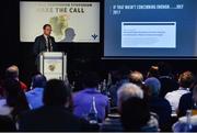 7 October 2017; Dr. Peter Kinirons, Consultant Neurologist and Clinical Neurophysiologist, Bon Secours Health System, speaking at the National Concussion Symposium at Croke Park in Dublin. Photo by Piaras Ó Mídheach/Sportsfile