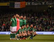 6 October 2017; The Republic of Ireland team prior to the FIFA World Cup Qualifier Group D match between Republic of Ireland and Moldova at Aviva Stadium in Dublin. Photo by Seb Daly/Sportsfile