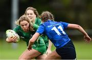 7 October 2017; Aoibheann Reilly of Connacht is tackled by Molly Fitzgerald of Leinster during the U18 Girls Interprovincial match between Leinster and Connacht at MU Barnhall RFC in Leixlip, Co Kildare. Photo by Seb Daly/Sportsfile