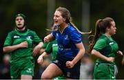 7 October 2017; Molly Fitzgerald of Leinster celebrates after scoring her side's fourth try during the U18 Girls Interprovincial match between Leinster and Connacht at MU Barnhall RFC in Leixlip, Co Kildare. Photo by Seb Daly/Sportsfile