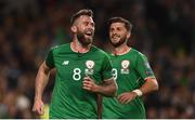 6 October 2017; Daryl Murphy of Republic of Ireland celebrates after scoring his side's second goal with team-mate Shane Long, right, during the FIFA World Cup Qualifier Group D match between Republic of Ireland and Moldova at Aviva Stadium in Dublin. Photo by Stephen McCarthy/Sportsfile