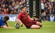 7 October 2017; Ian Keatley of Munster scoring his side's first try during the Guinness PRO14 Round 6 match between Leinster and Munster at the Aviva Stadium in Dublin. Photo by Cody Glenn/Sportsfile
