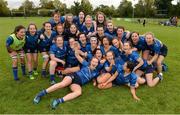 7 October 2017; Leinster players celebrate following their side's victory during the U18 Girls Interprovincial match between Leinster and Connacht at MU Barnhall RFC in Leixlip, Co Kildare. Photo by Seb Daly/Sportsfile