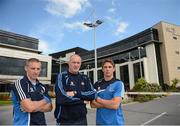 26 July 2012; As part of its fifth anniversary celebrations, the Sports Surgery Clinic welcomed members of the Dublin All-Ireland winning senior football team to its facilities in Santry. Dublin manager Pat Gilroy with Dublin players Michael Fitzsimons and Eoghan O’Gara, left, at the Sports Surgery Clinic, Santry. Santry Demesne, Dublin. Picture credit: Brian Lawless / SPORTSFILE