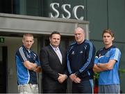26 July 2012; As part of its fifth anniversary celebrations, the Sports Surgery Clinic welcomed members of the Dublin All-Ireland winning senior football team to its facilities in Santry. Geoff Moylan, CEO, SSC, second from left, with Dublin manager Pat Gilroy and Dublin players Michael Fitzsimons and Eoghan O’Gara, left, at the Sports Surgery Clinic, Santry. Santry Demesne, Dublin. Picture credit: Brian Lawless / SPORTSFILE