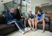26 July 2012; As part of its fifth anniversary celebrations, the Sports Surgery Clinic welcomed members of the Dublin All-Ireland winning senior football team to its facilities in Santry. Geoff Moylan, CEO, SSC, second from left, with, from left, Dublin manager Pat Gilroy, and Dublin players Eoghan O’Gara, and Michael Fitzsimons, at the Sports Surgery Clinic, Santry. Santry Demesne, Dublin. Picture credit: Brian Lawless / SPORTSFILE