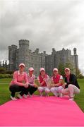 30 July 2012; Ireland's top golfers teed up at Killeen Castle, Dunsaney, Co. Meath, home of this years Ladies Irish Open, supported by Failte Ireland, today to launch 'Pink Friday'. The initiative will see all GUI or ILGU card holders who wear pink on the opening day of the tournament, Friday 3rd August, granted free admission. Collections will take place on the day and all monies raised will go to Breast Cancer Ireland. Pictured during the Ladies Irish Open photocall are, from left, Danielle McVeigh, Tara Delaney, Lisa Maguire, Leona Maguire and Rebecca Codd, supported by the Irish Sports Council. Killeen Castle, Dunsany, Co. Meath. Picture credit: Pat Murphy / SPORTSFILE