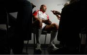 31 July 2012; Ulster's Rory Best speaking to journalists during the announcement of the official communications partner of Ulster Rugby. Ravenhill Park, Belfast, Co. Antrim. Photo by Sportsfile