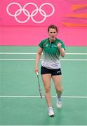 31 July 2012; Ireland's Chloe Magee reacts during her women's singles group play stage match against France's Hongyan Pi. London 2012 Olympic Games, Badminton, Wembley Arena, Wembley, London, England. Picture credit: Stephen McCarthy / SPORTSFILE