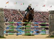 31 July 2012; Ireland's Aoife Clark, on Master Crusoe, competes during the team eventing showjumping discipline in which the Irish team finished 5th overall. London 2012 Olympic Games, Equestrian, Greenwich Park, Greenwich, London, England. Picture credit: Brendan Moran / SPORTSFILE