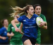 7 October 2017; Megan Burns of Leinster on his way to scoring her side's fifth try during the U18 Girls Interprovincial match between Leinster and Connacht at MU Barnhall RFC in Leixlip, Co Kildare. Photo by Seb Daly/Sportsfile