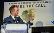 7 October 2017; Conference moderator Ger Gilroy, Newstalk and &quot;Off the Ball&quot;, speaking at the National Concussion Symposium at Croke Park in Dublin. Photo by Piaras Ó Mídheach/Sportsfile