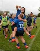 7 October 2017; Leinster Aimee Clarke and Jess Keating celebrate following their side's victory during the U18 Girls Interprovincial match between Leinster and Connacht at MU Barnhall RFC in Leixlip, Co Kildare. Photo by Seb Daly/Sportsfile