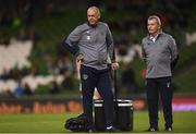 6 October 2017; Republic of Ireland physiotherapist Tony McCarthy, left, and Dr Alan Byrne, Republic of Ireland team doctor, during the FIFA World Cup Qualifier Group D match between Republic of Ireland and Moldova at Aviva Stadium in Dublin. Photo by Stephen McCarthy/Sportsfile