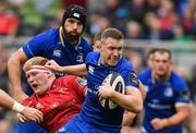 7 October 2017; Rory O'Loughlin of Leinster beats the tackle by John Ryan of Munster on his way to scoring his side's first try during the Guinness PRO14 Round 6 match between Leinster and Munster at the Aviva Stadium in Dublin. Photo by Ramsey Cardy/Sportsfile