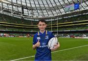 7 October 2017; Matchday mascot Ross Ralph, from Kildare town, ahead of the PRO14 Round 6 match between Leinster and Munster at the Aviva Stadium in Dublin. Photo by Ramsey Cardy/Sportsfile