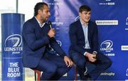 7 October 2017; Leinster's Isa Nacewa and Garry Ringrose in a Q&A with Will Slattery in the Blue Room ahead of the PRO14 Round 6 match between Leinster and Munster at the Aviva Stadium in Dublin. Photo by Brendan Moran/Sportsfile
