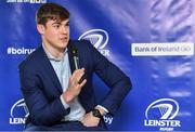 7 October 2017; Leinster's Garry Ringrose in a Q&A with Will Slattery in the Blue Room ahead of the PRO14 Round 6 match between Leinster and Munster at the Aviva Stadium in Dublin. Photo by Brendan Moran/Sportsfile